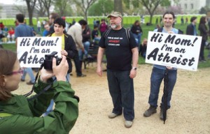 T-shirts and signs at the Reason Rally